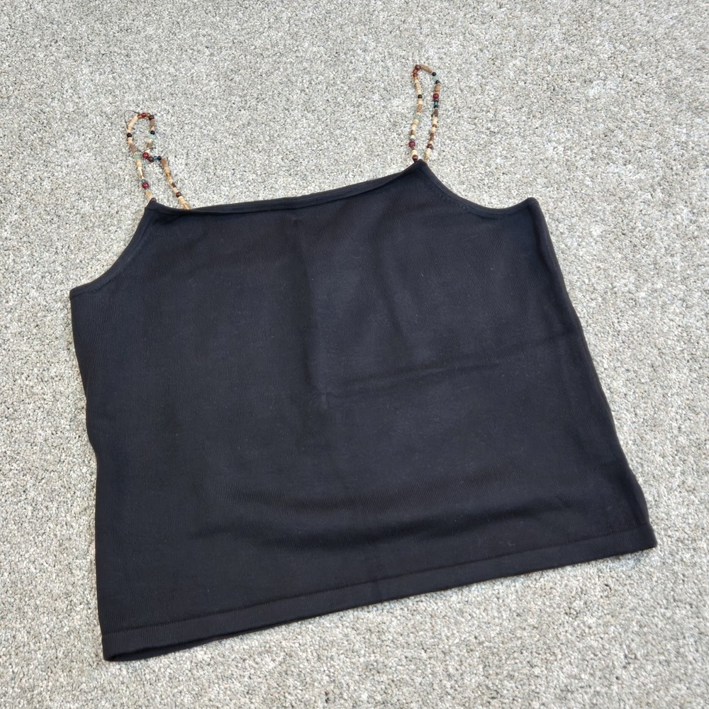 Lauren Ralph Lauren Black Beaded Straps Tank Size XL Crop Y2K